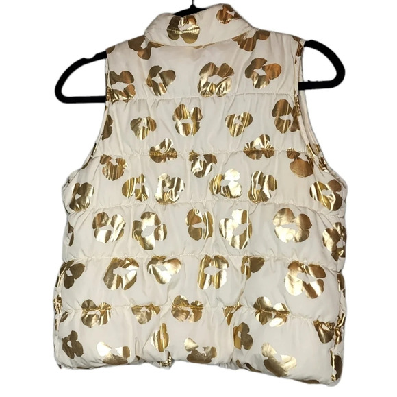 Crazy 8 Gold Foil Cream Leopard Puffer Vest Kids Size Largw 10/12 - Picture 5 of 11
